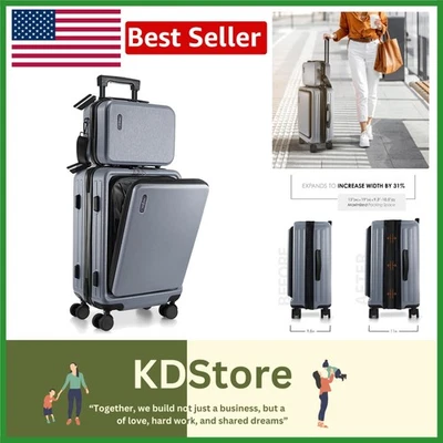 Durable Hard Shell 2-Piece Carry-On Set with Spinner Wheels & Cosmetic Case - Image 1 of 4