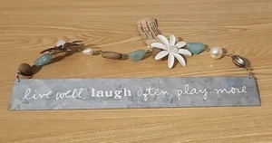 CR Gibson Sandra Magsamen Live Well Laugh Often Play More Metal Plaque Sign NWT - Picture 1 of 9