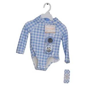 Tommy Bahama Girls Blue White Check Long Sleeve Swimsuit w/ Sunglass Sz 12 M NWT - Picture 1 of 6