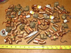 Lot of 75+ ( 5 lbs) 1/2" copper & brass sweat & threaded plumbing fittings +more - Picture 1 of 1