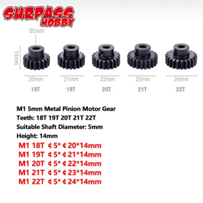 Metal Pinion Motor Gear 5mm 11T 13T 15T 17T 19T 21T 25T 27T 30T for 1/8 RC Car - Image 1 of 4