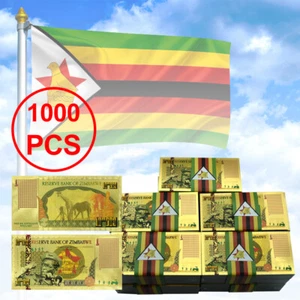 Zimbabwe One Bicentillion Dollars Gold Foil Banknotes 1000pcs Home Decor Crafts - Picture 1 of 6