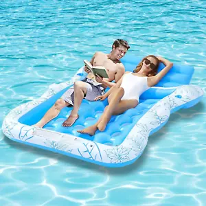 Große aufblasbare Erwachsene Poolliege Schwimmer mit Getränkehalter - Strand Sonnenmatte - Bild 1 von 12