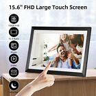 15.6in Touch Screen Digital Photo Frame Wooden Shell High Definition Electric