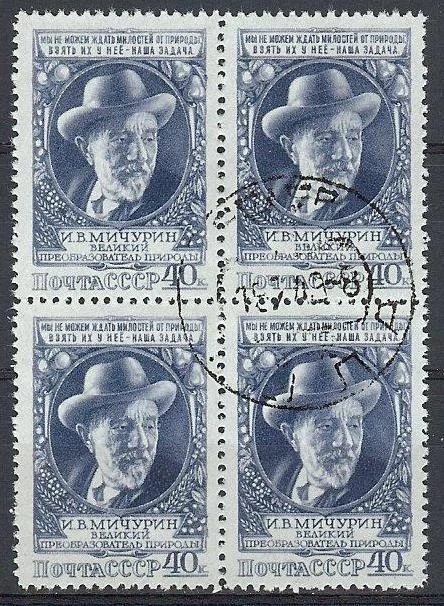 Russia 1949  Sc# 1357  Michurin  block 4  NH CTO - Image 1 of 1