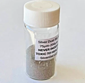 Silver 25 g .999 (75μm-200μm) metal powder dust micron size colloidal grams  - Picture 1 of 3