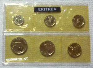 1991 ERITREA - MINT BU SET (6) - 1 thru 100 CENT - ANIMALS - SEALED - RARE - Picture 1 of 9