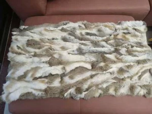 Real Rabbit Fur Leather Hide Winter Warm Bed Throw Couch Car Seat Mat 55x110cm - Picture 1 of 12