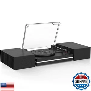 Vinyl Record Player with Dual Separate Stereo Speakers Vintage Turntable with - Picture 1 of 5