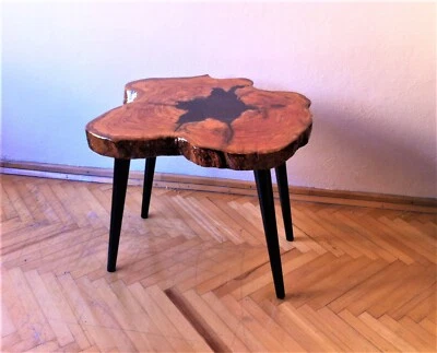 Handcrafted Olive Wood & Epoxy Coffee Table, Live Edge Rustic Wooden Table,Gift - Image 1 of 4