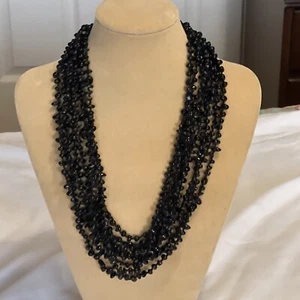 Multi Strand Onyx Bead Collar Necklace Hand Knotted Stones - Picture 1 of 11