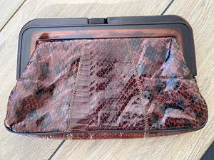 Vintage Margolm Snakeskin Bakelite Tortoise Clutch Bag -Made in Italy +FAST SHIP - Picture 1 of 9