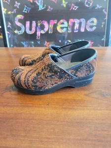Dansko Vegan Clogs Paisley Tapestry Brown Nursing Work Shoes Womens 7.5 38EU - Picture 1 of 15