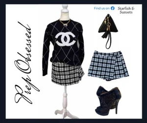 Rue 21 Trendy Black White Plaid Hot Short Skort Combo Preppy- Size M - Picture 1 of 16