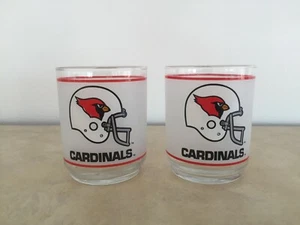 Vintage NFL St. Louis Cardinals 1980's Frosted Lowball Glasses from Mobil - 2 - Picture 1 of 8