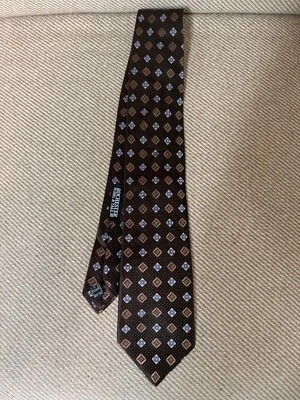 Corbata Ike Behar Para Hombre Forma Geométrica Marrón Azul Diamante 100% Seda Hecha a Mano EE. UU. 67 Foto 1 de 3