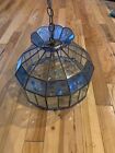 Vintage Tiffany Style Stained Slag Glass Hanging Ceiling Light Fixture  READ !!!