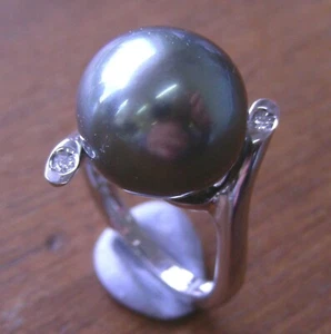 16,4mm PERLE DE TAHITI +DIAMANTS BAGUE OR MASSIF 18K +CERTIFICAT - Imagen 1 de 1