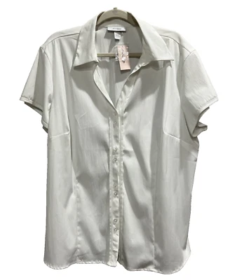 dressbarn блузка 22/24w (3 x) на пуговицах эластичной короткие рукава карьера повседневный новый - Изображение 1 из 4