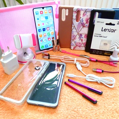 Huawei P30 Pro 128GB und 256GB Extra Speicher I  XXL EXTRAS Set weiss pink rosa! - Bild 1 von 4