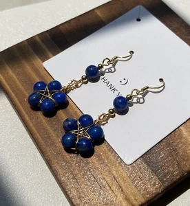 Orecchini fatti a mano lapislazzuli blu naturale guarigione Reiki - Foto 1 di 2