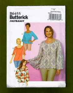 NEW Raglan Sleeve Peasant Blouse Sewing Pattern (Sizes XS-S-M) Butterick 6455 - Picture 1 of 6