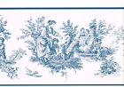 BLUE White Colonial Toile Victorian Wallpaper Border