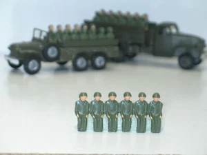 FJ Solido Dinky, 1 Barrette 6 Soldiers Assis Métal Peint (Military Vehicle) R10 - Picture 1 of 6