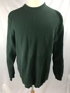 Maglione alto Eddie Bauer uomo XL pullover verde tinta unita 100% cotone a costine - Foto 1 di 6