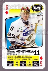 2011-12 Finnish SM LIIGA Playing Card #32 Kimmo Koskenkorva