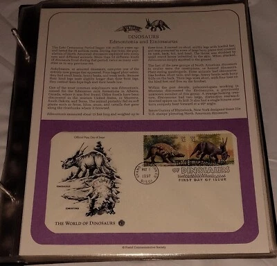 US Stamp PCS Panel FDC 1997 THE WORLD OF DINOSAURS - Edmontonia & Einiosaurus - Image 1 of 2