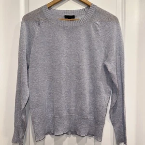 J Crew Small Womens Long Sleeve Blouse Gray Metallic Sparkle Holiday Top - Picture 1 of 10