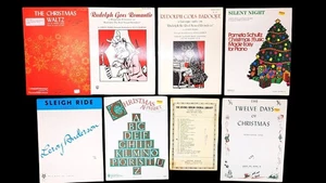 Vintage Christmas Sheet Music Lot Bundle Holiday Rudolph Baroque Silent Night - Picture 1 of 13