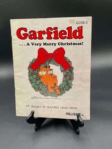 Vintage Garfield Cross Stitch Patterns Book Very Merry Christmas Millcraft Inc - Picture 1 of 5