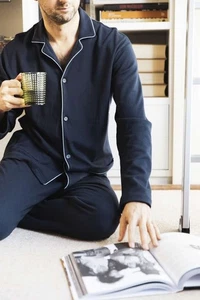 Pigiama uomo aperto in jersey di cotone caldo Olimpia 402 - Picture 1 of 2