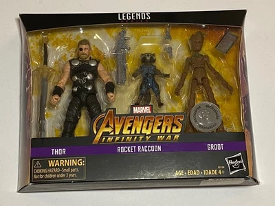 Marvel Legends Infinity War Paquete de 3 Thor/Rocket Raccoon/Groot - VERDADERO Excl. - Nuevo en caja Foto 1 de 4