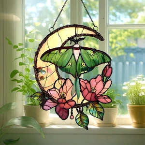 Luna Moth Butterfly Suncatcher, Butterfly Acrylic Ornament, Stained Glass Window - Picture 1 of 8