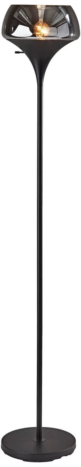 Lámpara de pie antorcha negra Eliza con vidrio de mercurio ahumado Foto 1 de 1