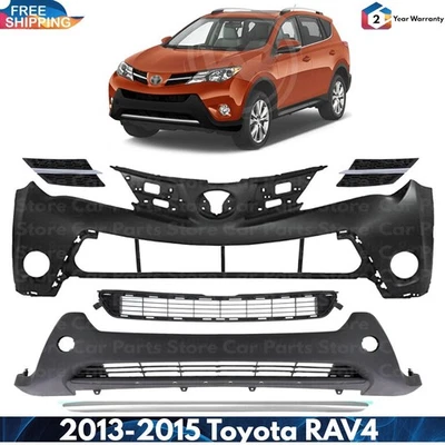 Front Bumper Cover Fascia & Grille Assembly Pair For 2013-2015 Toyota RAV4 Foto 1 de 4