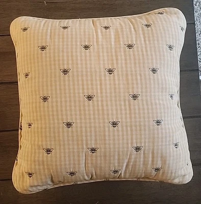 Vintage WAVERLY Throw Pillow Bumblebee Bees Gingham Check Couch Garden Room VTG - Image 1 of 4