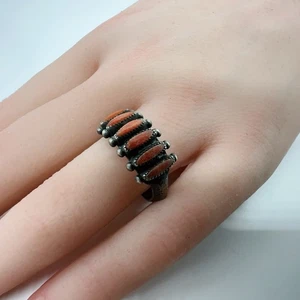 VTG Paloma Zuni Sterling Silver Coral Needlepoint Sz-9.25 Ring 4.8g #gcs - Picture 1 of 10
