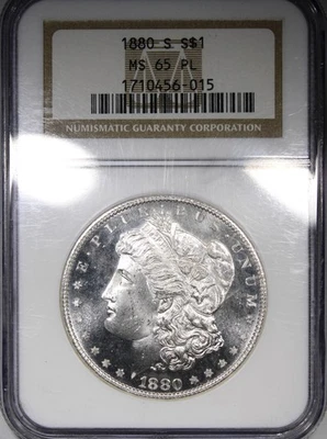 1880-S Morgan Dollar NGC MS65PL PROOF-LIKE Flashy Gem Quality - Image 1 of 4