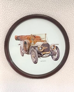 Vassoio tondo piatto metallo latta impareggiabile 1909 vintage immagine auto antica da collezione - Foto 1 di 20
