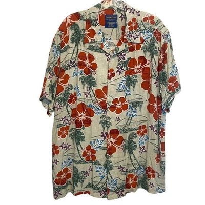 Pendleton Hawaiian Button Shirt Mens XL Sage Green Floral Tropical Aloha  - Image 1 of 4