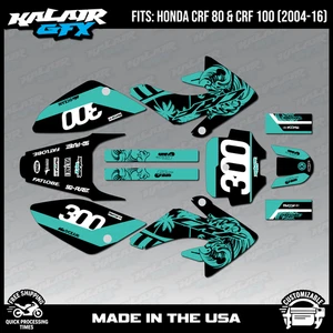 Graphics Kit for HONDA CRF80 CRF100 (2004-2016) SurfsUp Series - Teal Shift - Picture 1 of 4