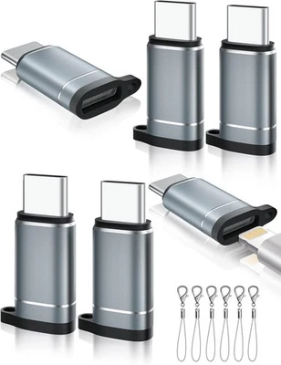 iPhone Port to USBC Lt Female to USB C Male iPhone Charging/Data Adapter, 6pk - Image 1 of 4
