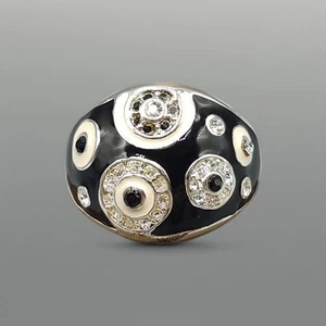 DaVinci Ladies Black Enamel Cubic Zirconia Plated Fashion Cocktail Size: 9¼ Ring - Picture 1 of 11