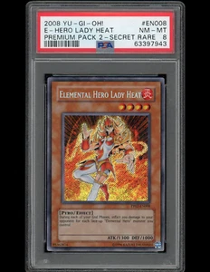 PSA 8 NM-MT PP02-EN008 Elemental Hero Lady Heat Secret Rare MISPRINT Yugioh - Picture 1 of 2