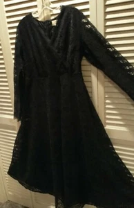 GRACE KARIN Black Lace Formal Gown Black Wrap Bodice Zip Back Women's XL Vintage - Picture 1 of 11