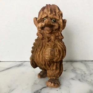 RARE early 1962 HENNING Norway carved WOOD TROLL wooden 5-5/8" tall XLNT vintage - Picture 1 of 13